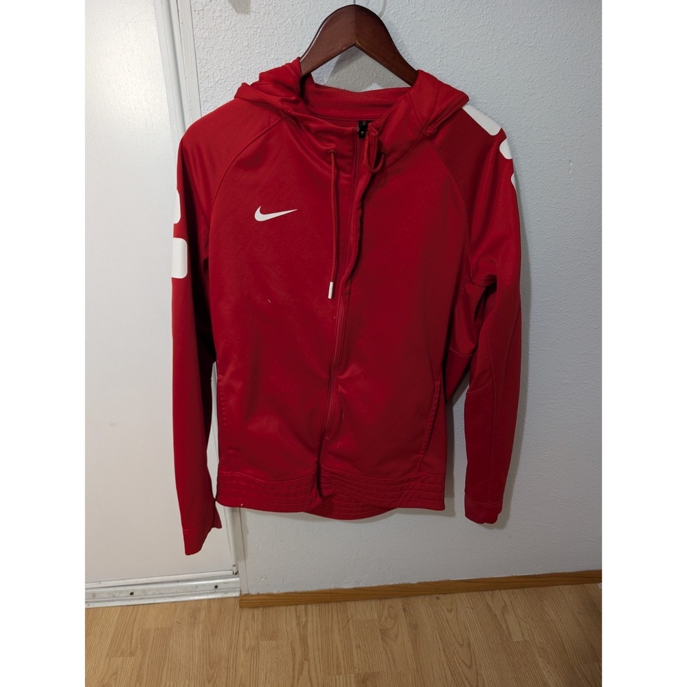 Nike Therma-FIT Elite Full-Zip Basketball Hoodie Men's Size LT Red White Stripe